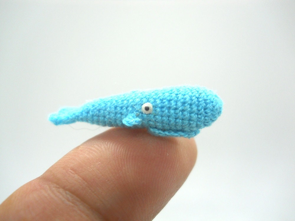 Micro Mini Sperm Whale - Tiny Crochet Amigurumi Whale Stuffed Animal