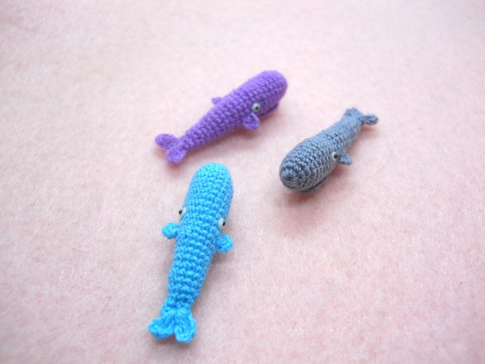 Micro Mini Sperm Whale - Tiny Crochet Amigurumi Whale Stuffed Animal