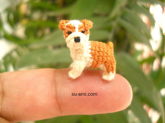 Miniature Bulldog - Micro amigurumi Tiny Crochet Dog - Made To Order