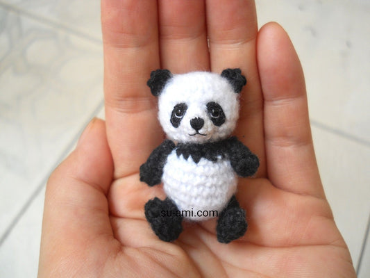 Panda Bear Amigurumi - Crochet Miniature Bear Stuffed Animals - Made To Order