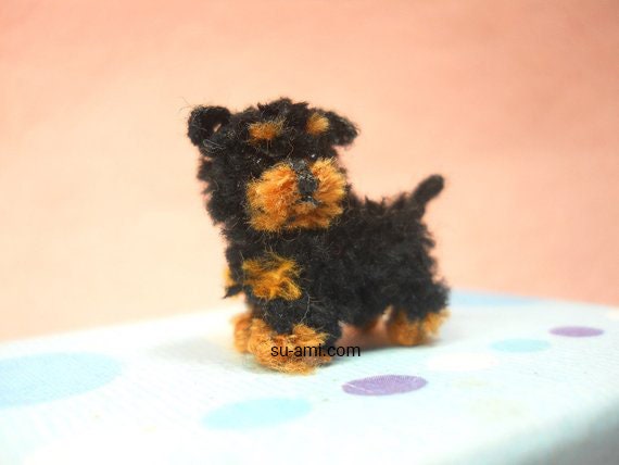 Miniature Yorkipoo - Tiny Crochet Miniature Dog Stuffed Animals - Made To Order