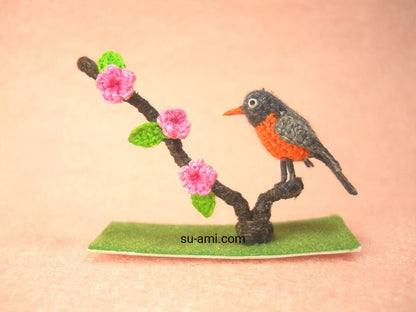 American Robin Bird - Micro Amigurumi Miniature Crochet Bird Stuffed Animal - Made To Order