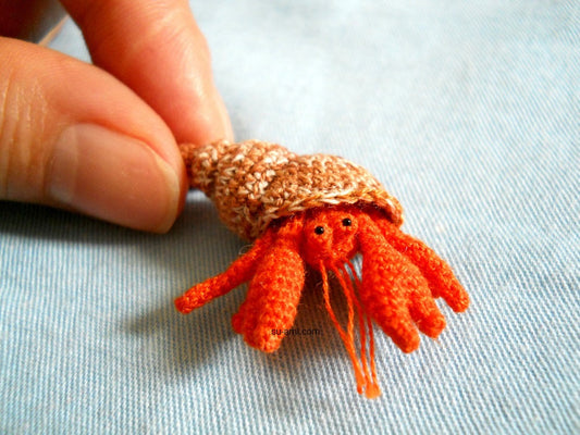 Miniature Hermit Crab - Tiny Crochet Amigurumi Stuffed Animal - Made To Order