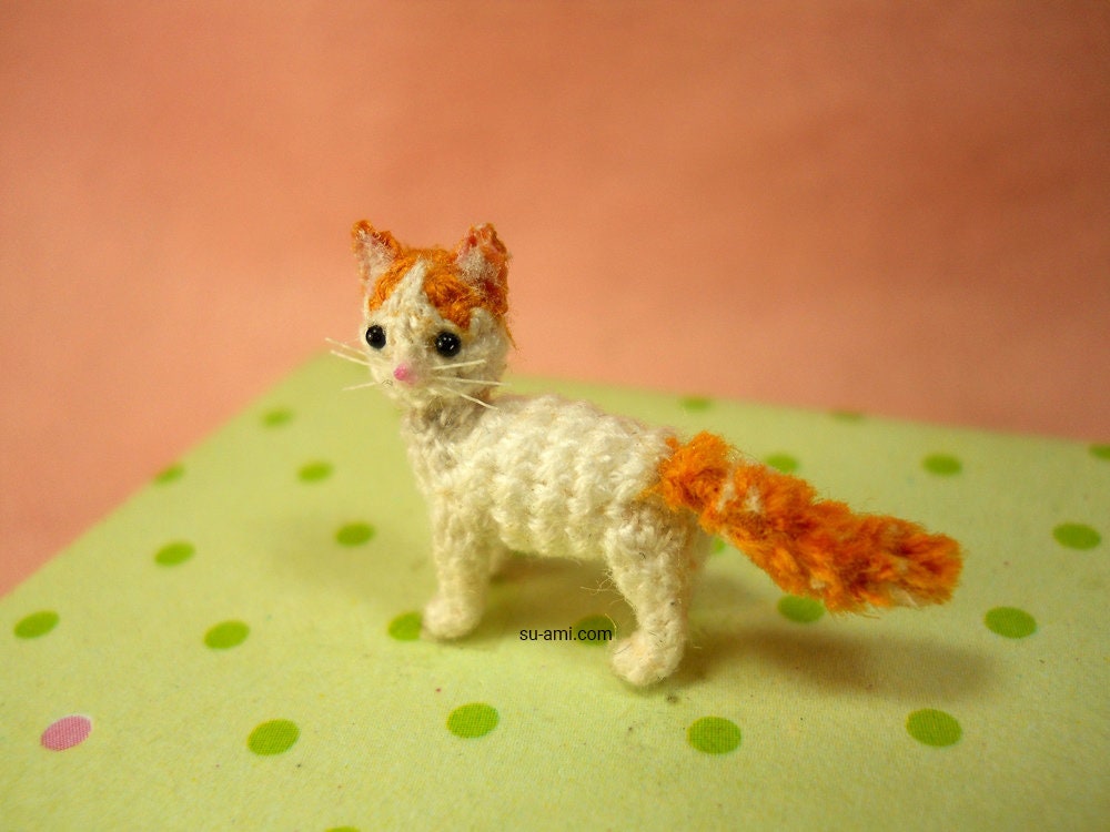 Miniature Turkish Van Cat - Micro Crochet Cat Kitten Amigurumi Stuffed Animal - Made to Order