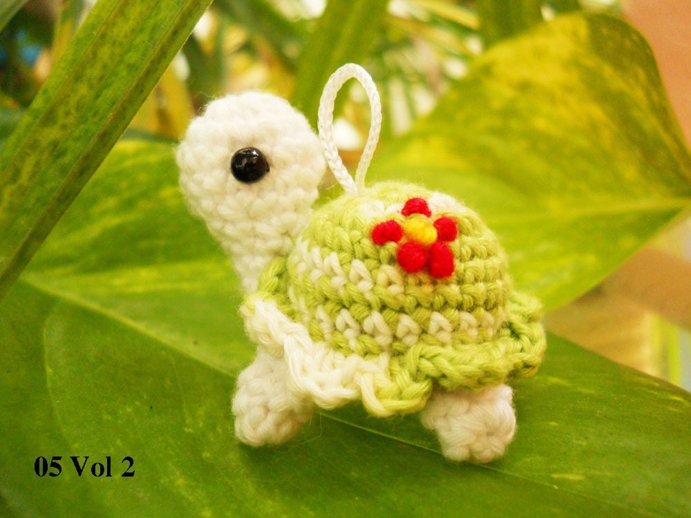 Cute Flowery Turtle Charm - Amigurumi Turtles - Made to order.
