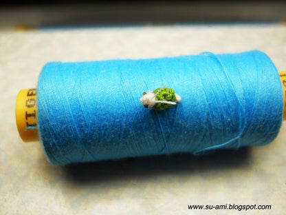 Extreme Micro Snail - Miniature Crochet Green Snail - Made To Order