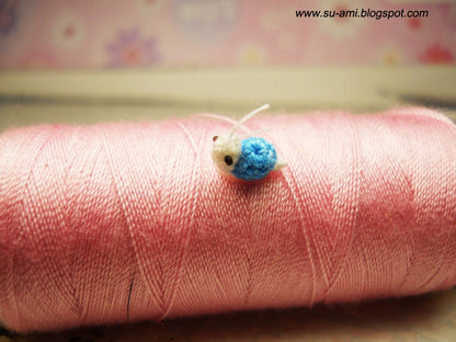 Extreme Micro Snail - Mini Tiny Dollhouse Miniatures Insects - Single Thead Crocheted Blue Snail - Made To Order