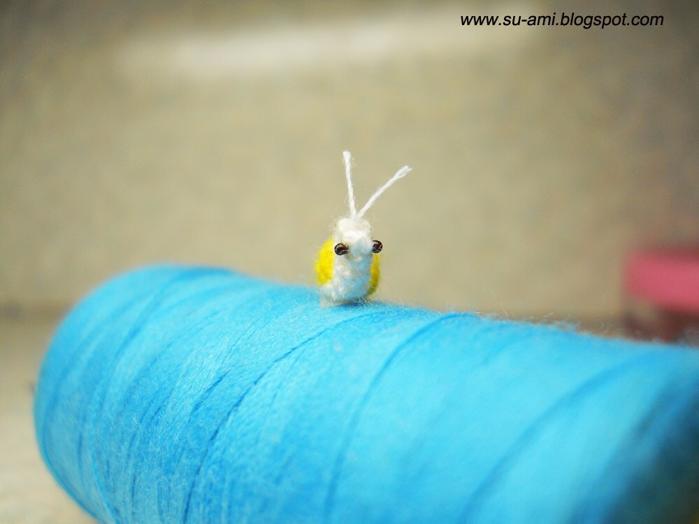 Extreme Tiny Snail - Micro Crocheted Miniature Yellow Snail - Made To Order