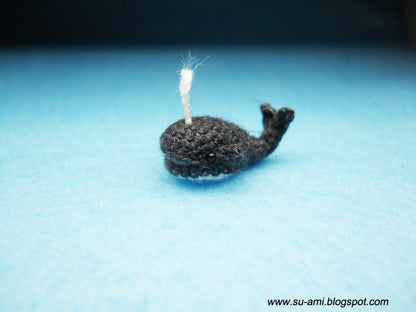 Micro Amigurumi Whale Dolphin -  Miniature Crochet Tiny Whale Plush Toy - Made to Order
