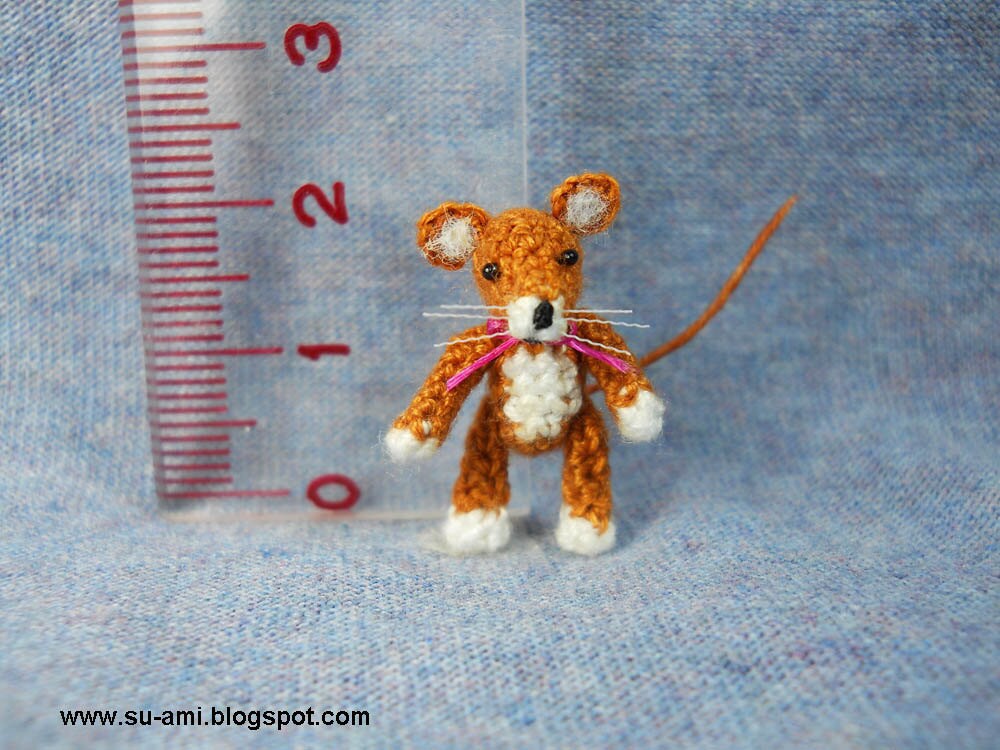 Lovely Brown Mouse Rat - Micro Amigurumi Crochet Miniature Animals - Made To Order