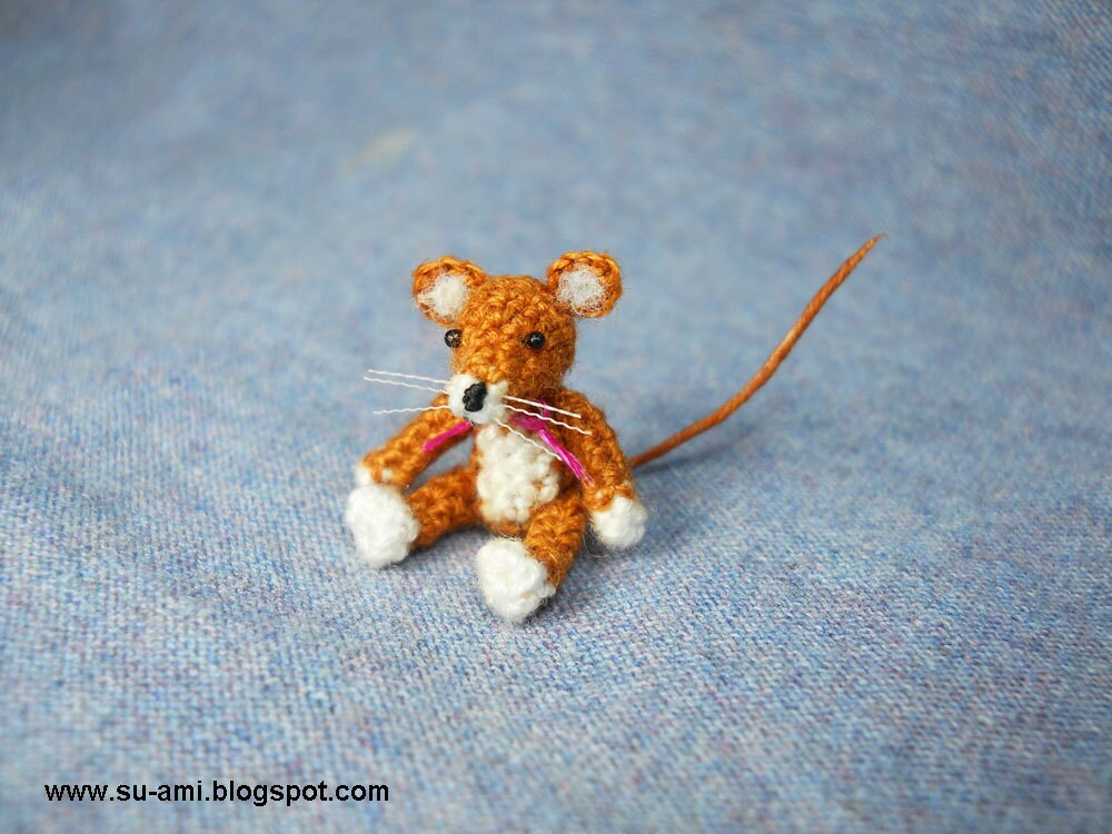 Lovely Brown Mouse Rat - Micro Amigurumi Crochet Miniature Animals - Made To Order