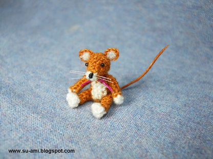 Lovely Brown Mouse Rat - Micro Amigurumi Crochet Miniature Animals - Made To Order