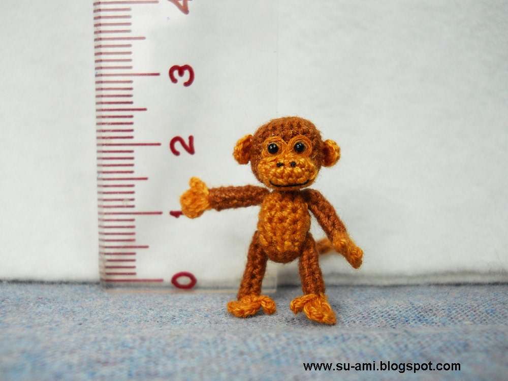 Lovely Brown Monkey - Tiny Crocheted Monkeys 1 Inch Scale - Made To Order