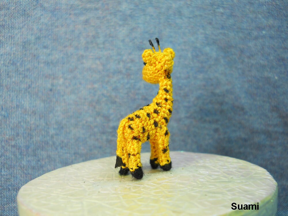 Cute Tiny Giraffe - Micro Crochet Miniature Animals - Standing Yellow Girrafe - Made To Order