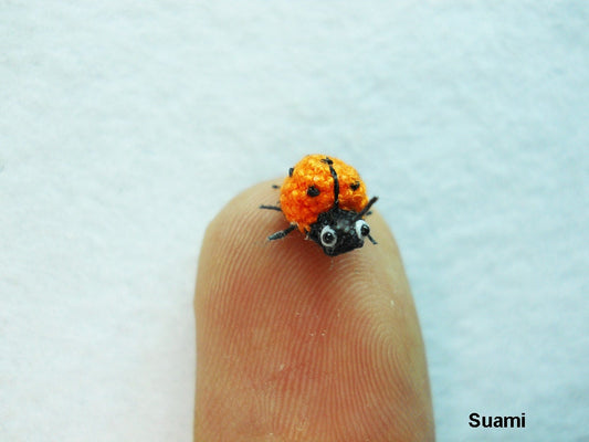 Orange Ladybug - Micro Amigurumi Crochet Miniature Ladybug - Made To Order