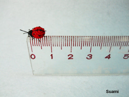 Red Ladybug - Micro Crochet Miniature Ladybug - Made To Order