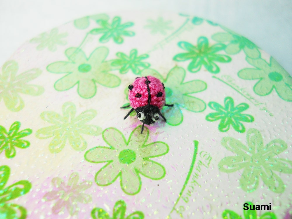 Pink Ladybug - Micro Crochet Miniature Ladybug - Made To Order