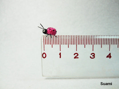 Pink Ladybug - Micro Crochet Miniature Ladybug - Made To Order