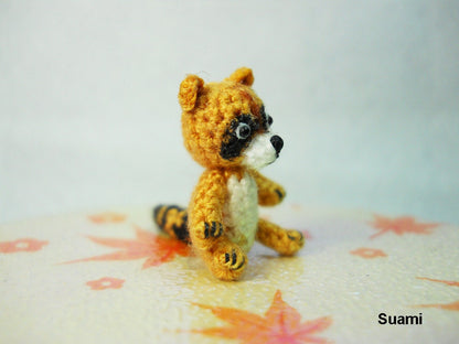 Crochet Miniature Raccoon - Tiny Amigurumi Crocheted Animals - Made To Order