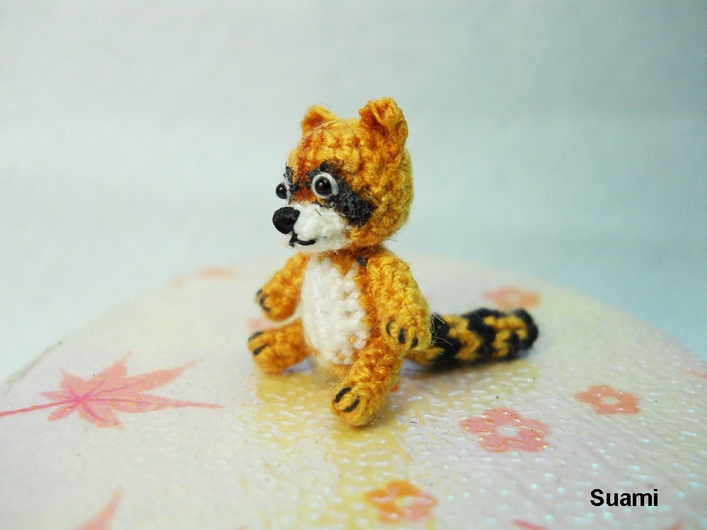 Crochet Miniature Raccoon - Tiny Amigurumi Crocheted Animals - Made To Order
