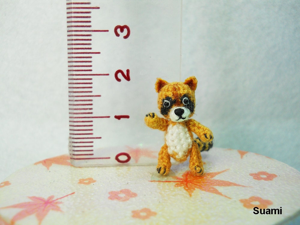 Crochet Miniature Raccoon - Tiny Amigurumi Crocheted Animals - Made To Order