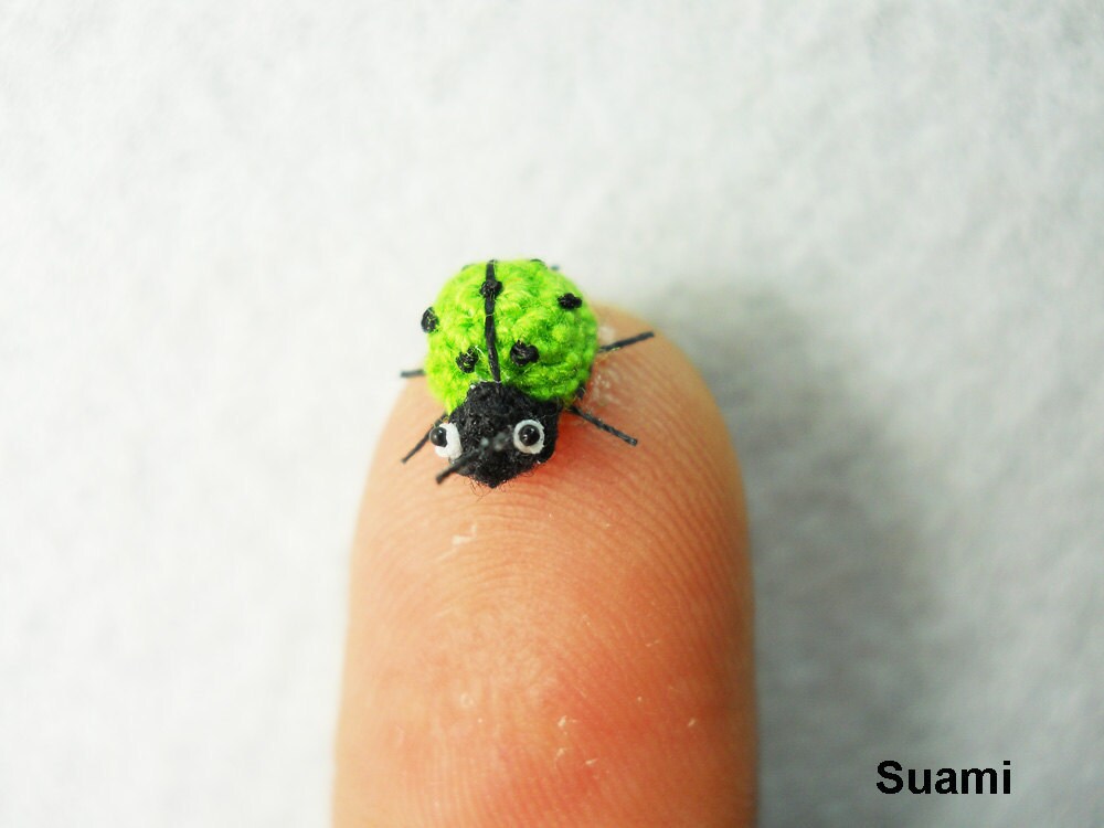 Green Ladybug - Micro Crochet Miniature Ladybug