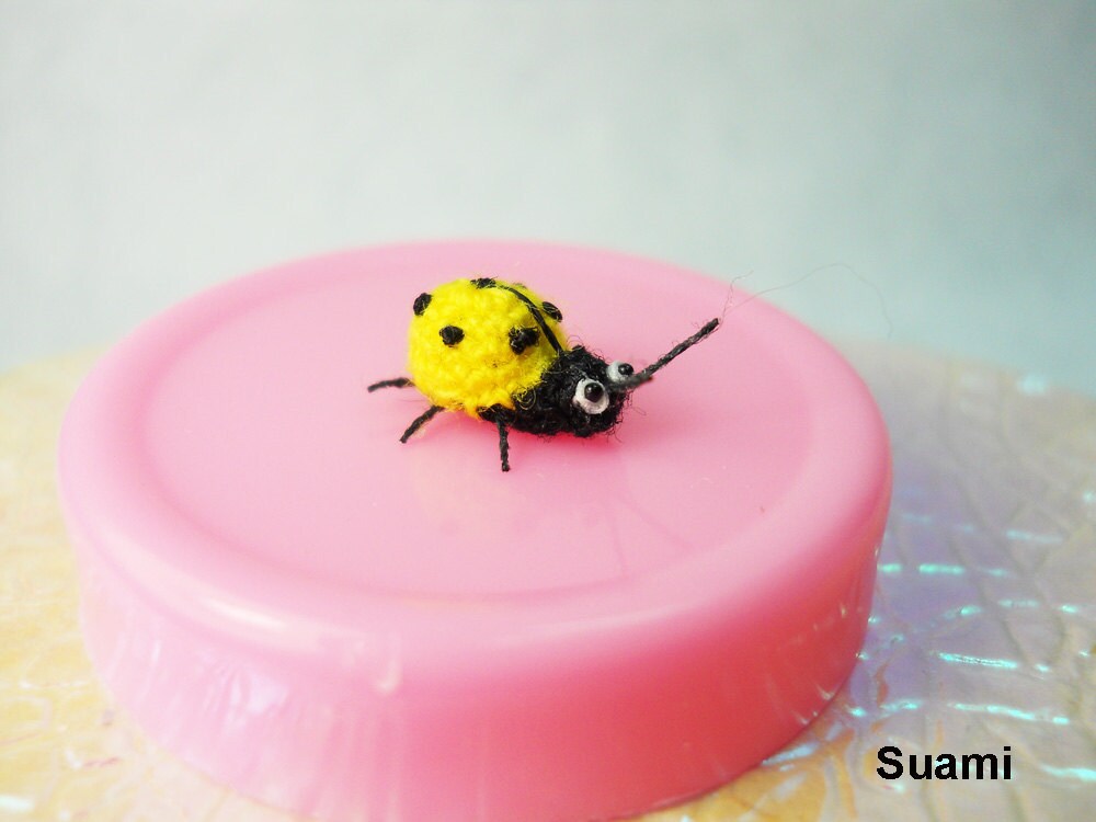 Yellow Ladybug - Micro Crochet Miniature Ladybug - Made To Order