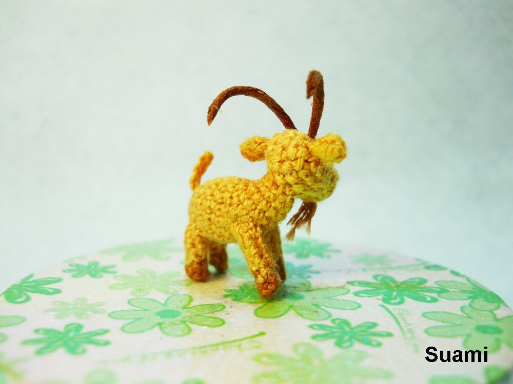 Miniature Fawn Goat - Teeny Tiny Crocheted Goats - Made To Order