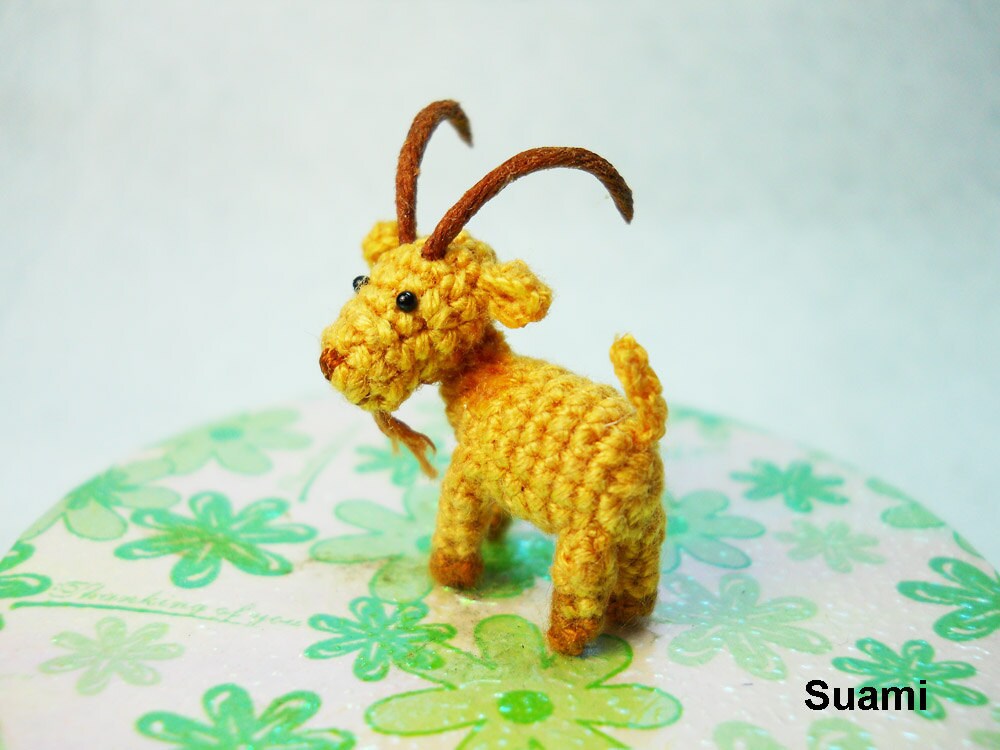 Miniature Fawn Goat - Teeny Tiny Crocheted Goats - Made To Order