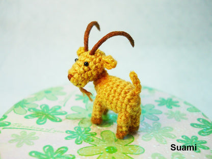 Miniature Fawn Goat - Teeny Tiny Crocheted Goats - Made To Order