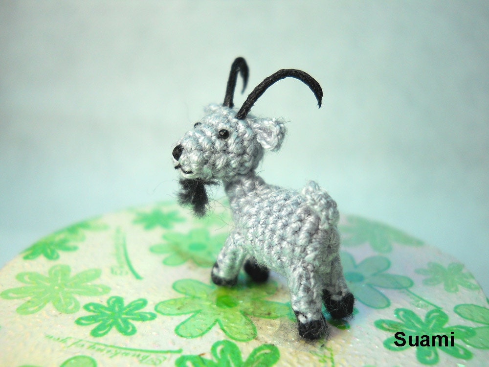 Miniature Beige Goat - Teeny Tiny Crocheted Goats - Made To Order