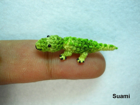 Tiny Baby Green Alligator - Micro Crochet Miniature Crocodile - Made To Order