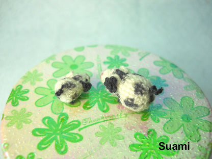 Micro Sow Pig and Piglet - Tiny Crocheted black White Pigmy Pigs - Set Of Two - Made To Order