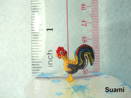 Miniature Yellow Rooster - Micro Crochet Cock Roosters - Made To Order