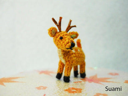 0.8 Inch Fawn Buck Deer Amigurumi - Micro Miniature Crochet Stuffed Animals - Made To Order