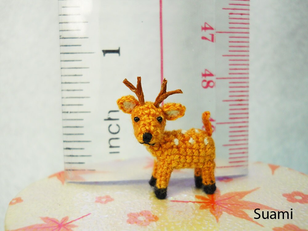 Cute Fawn Buck - Teeny Tiny Crocheted Fawn Deer - Made To Order