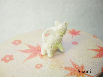 White Cat Kitten - Micro Miniature Crochet Cats - Made to Order