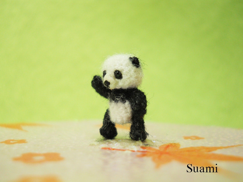 Micro Panda Bear 0.5 Inch - Tiny Crochet Amigurumi Miniature Micro Bears - Made To Order