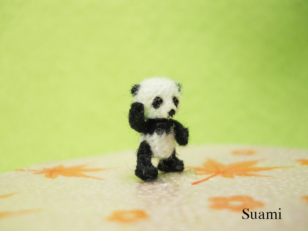 Micro Panda Bear 0.5 Inch - Tiny Crochet Amigurumi Miniature Micro Bears - Made To Order