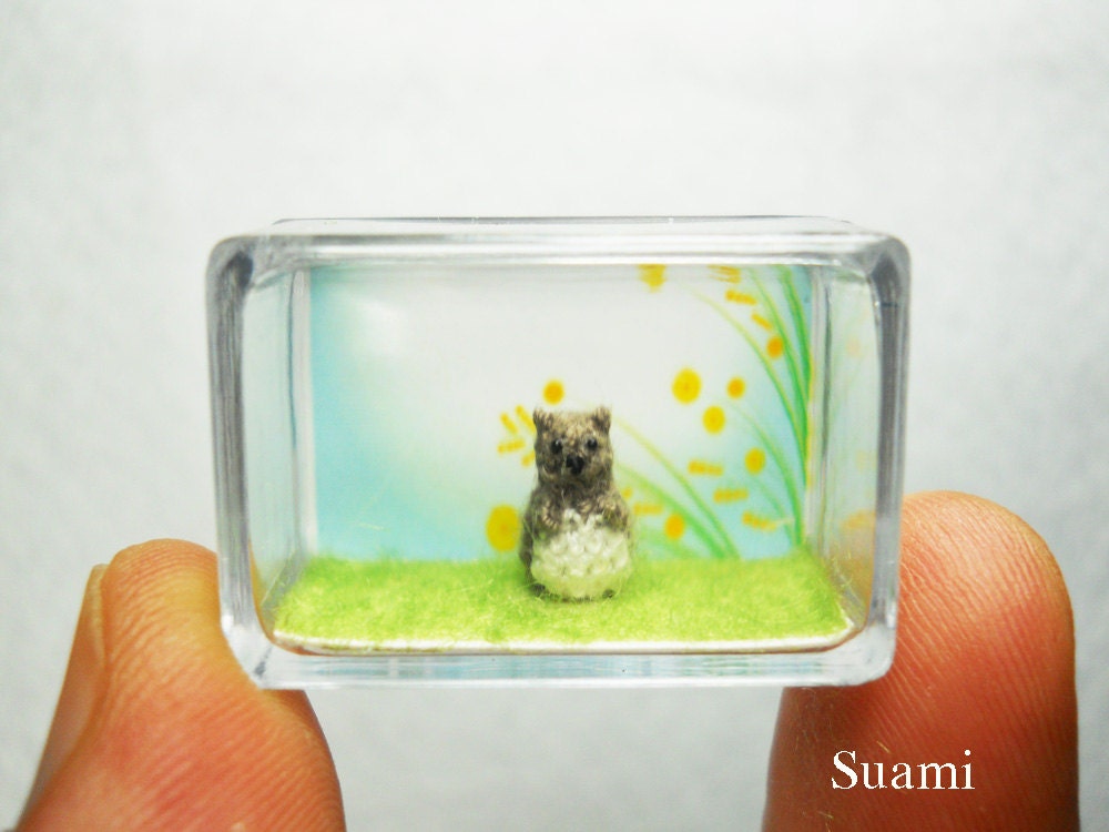 Extreme Micro Groundhog - Dollhouse Miniature Beaver / Grey Groundhog - Made To Order
