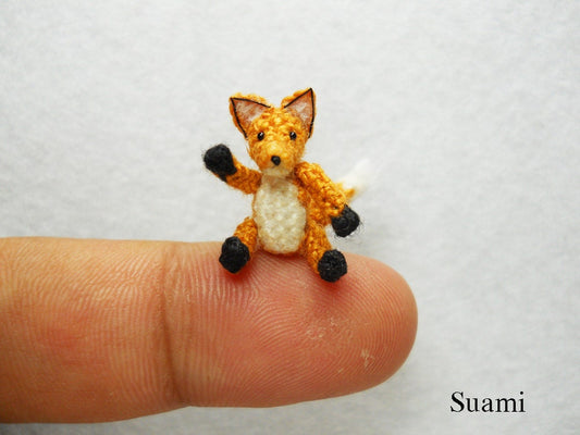 Cute Brown Fox - Micro Crochet Miniature Foxes - Made To Order
