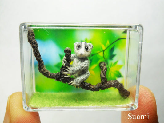 Miniature Slow Loris  - Micro Crochet Dollhouse Amigurumi Animals - Made To Order