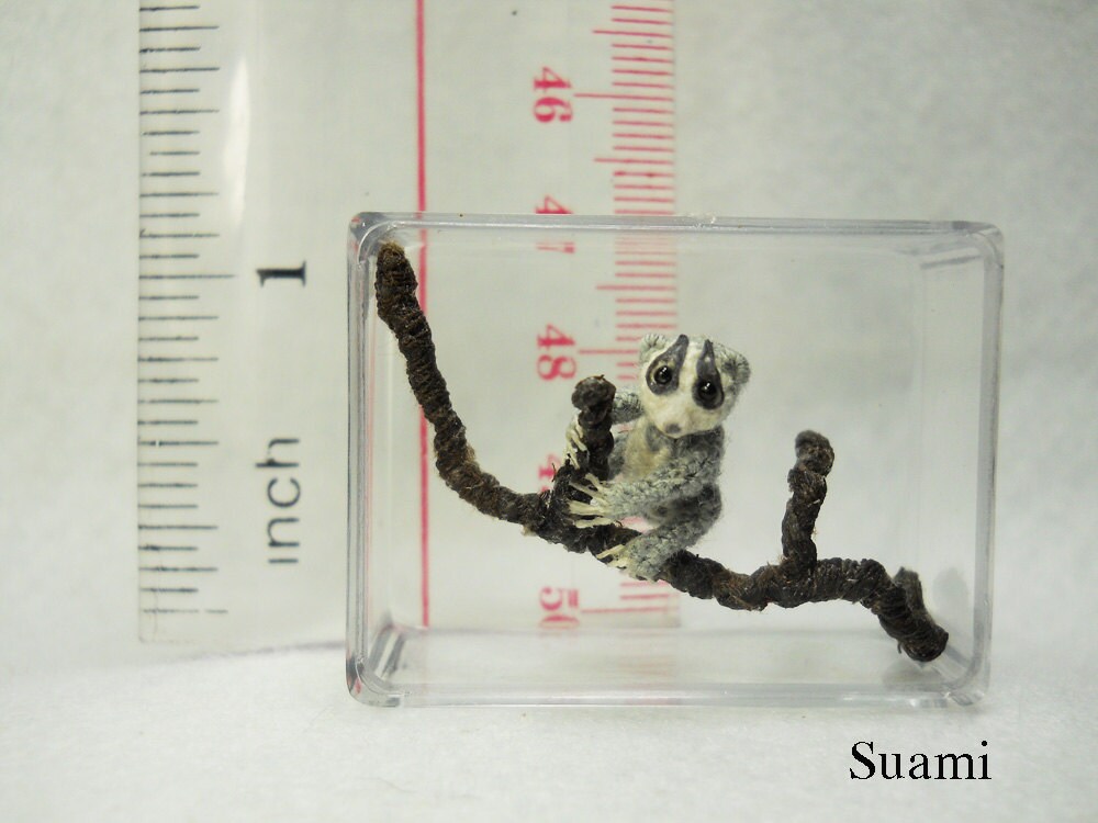 Miniature Slow Loris  - Micro Crochet Dollhouse Amigurumi Animals - Made To Order