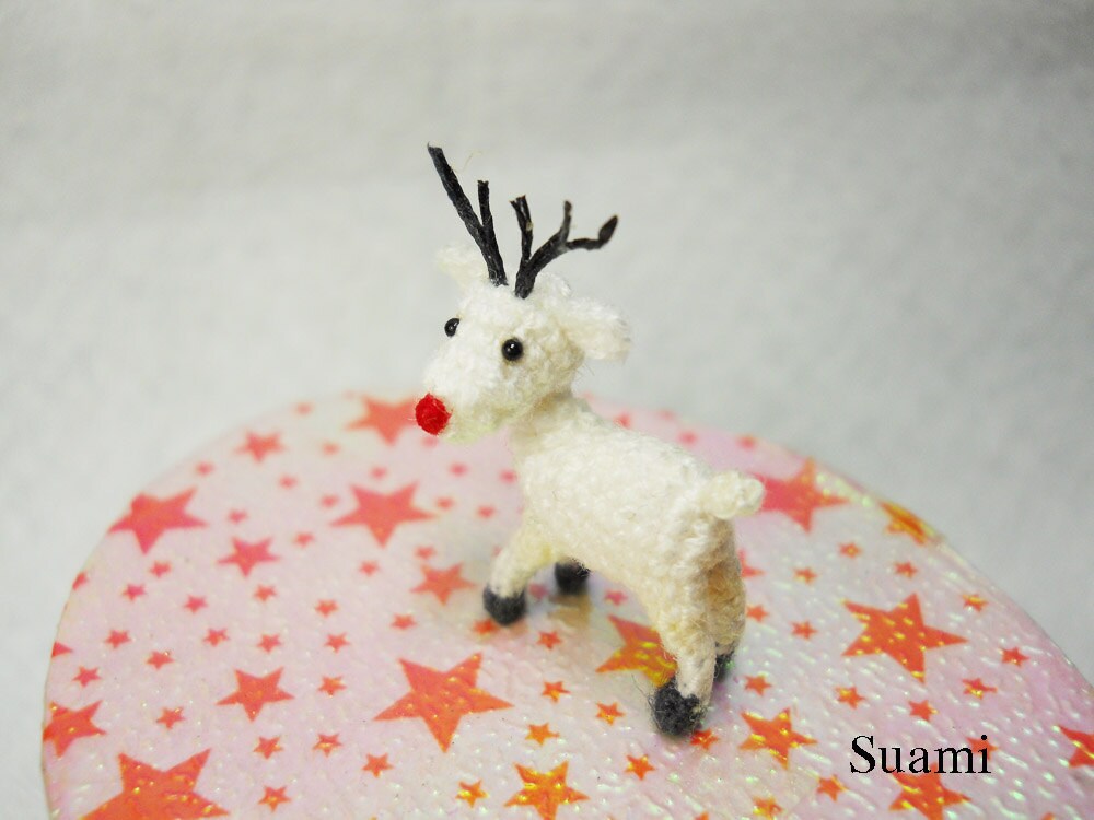 Micro Mini Amigurumi Reindeer - Teeny Tiny Crochet Miniature Animals - Made To Order