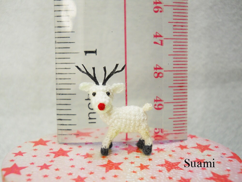 Micro Mini Amigurumi Reindeer - Teeny Tiny Crochet Miniature Animals - Made To Order