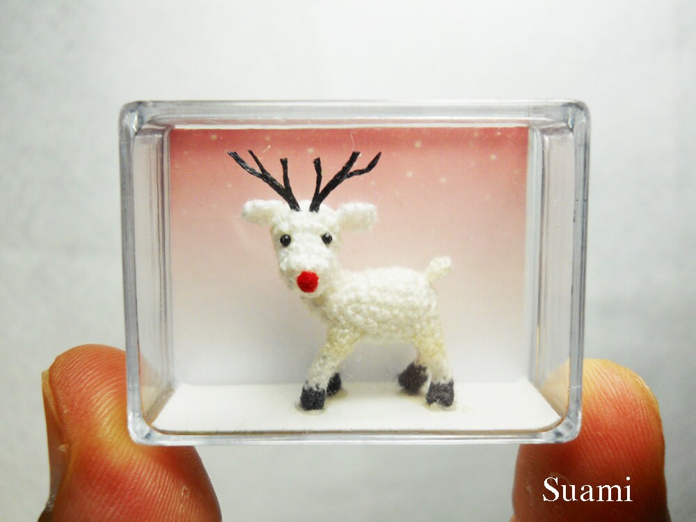 Micro Mini Amigurumi Reindeer - Teeny Tiny Crochet Miniature Animals - Made To Order