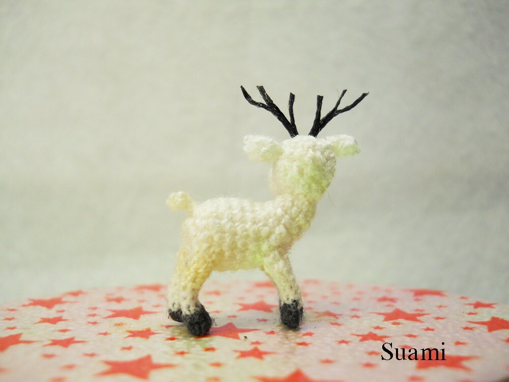 Micro Mini Amigurumi Reindeer - Teeny Tiny Crochet Miniature Animals - Made To Order