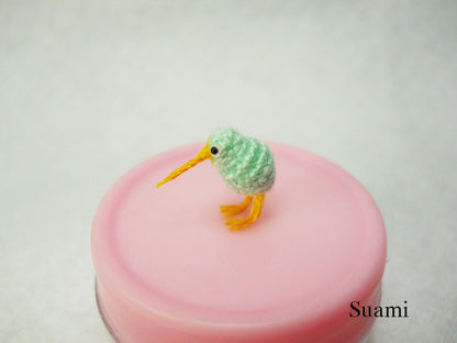 Micro Blue Kiwi With Egg -  Tiny Crochet Miniature Kiwi Birds  - Made To Order