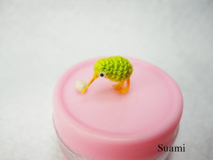 Tiny Green Kiwi With Egg -  Micro Crochet Miniature Kiwi Birds  - Made To Order