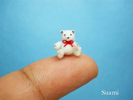 Micro Polar Bear Amigurumi -  Miniature Thread Crochet Bears - Made To Order